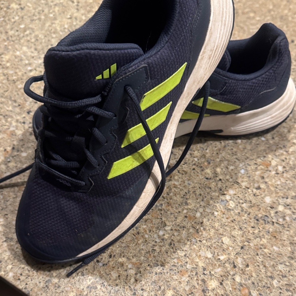 Adidas Men's Dark Blue and Bright Yellow Athletic Shoes